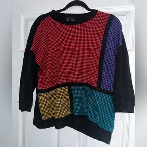 1980s plaid multicolor sweatshirt